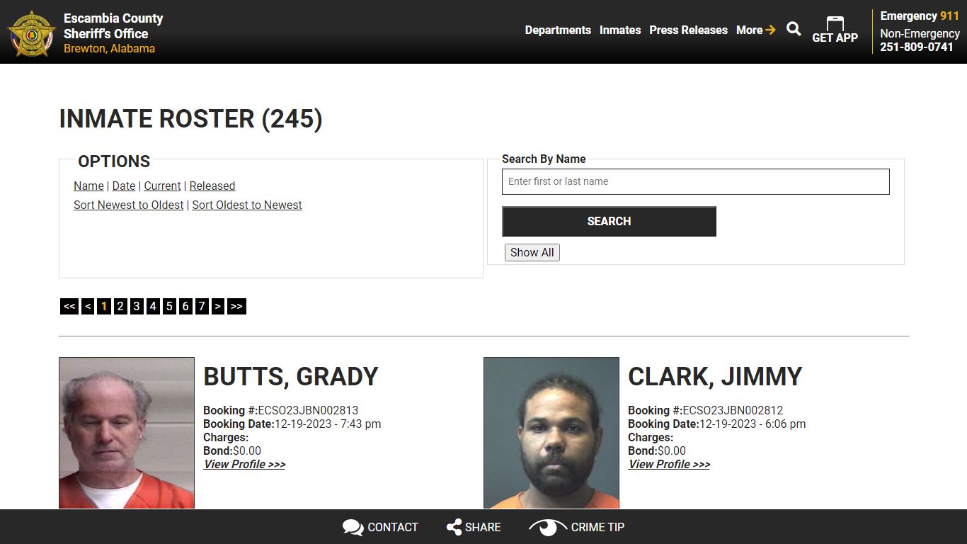 Inmate Roster (252) - Escambia County Sheriff, AL